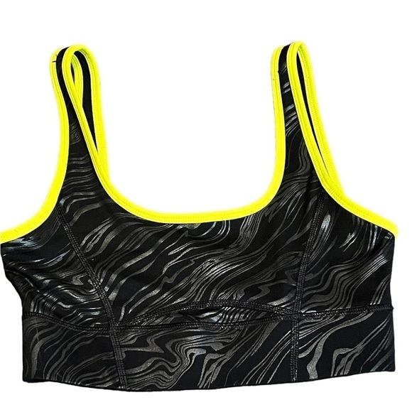 Fabletics Sports Bra Women’s Size Small Black Yellow Yoga Running - Picture 3 of 4